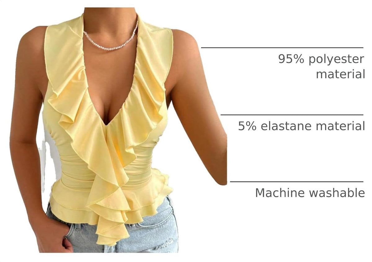 Women's Ruffle Halter Tops Y2k Summer Going Out Tank Shirts