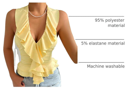 Women's Ruffle Halter Tops Y2k Summer Going Out Tank Shirts