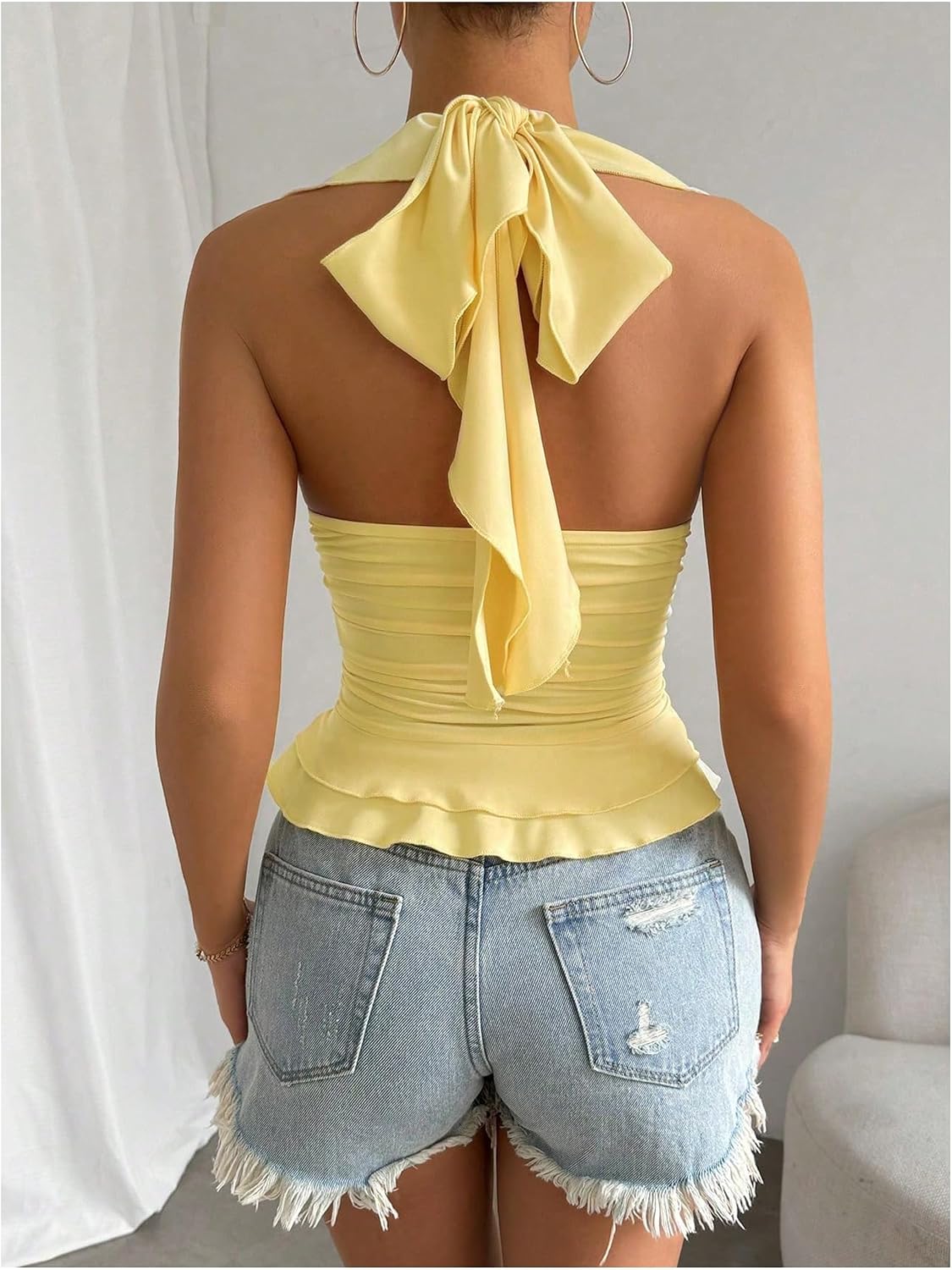 Women's Ruffle Halter Tops Y2k Summer Going Out Tank Shirts