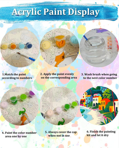 Framed Paint by Number Kit 12 x 12 Inch Fire and Water Basketball | DIY Paint by Numbers with Frame